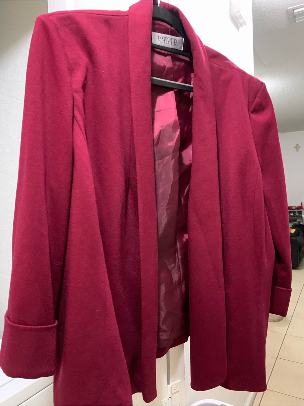 Kasper Open-Front Blazer in Deep Berry